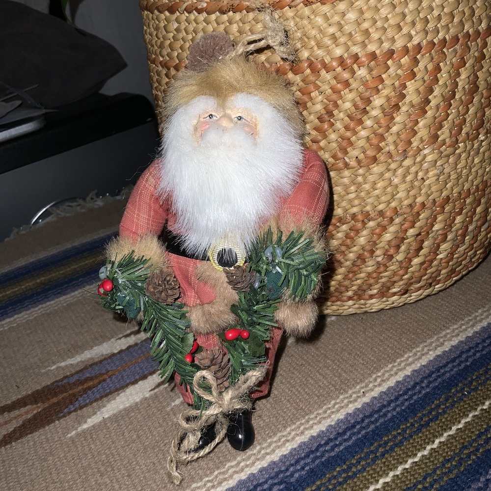 Vintage SANTA CLAUS Christmas ORNAMENT 8" Decor Primative Cottage Farmhouse